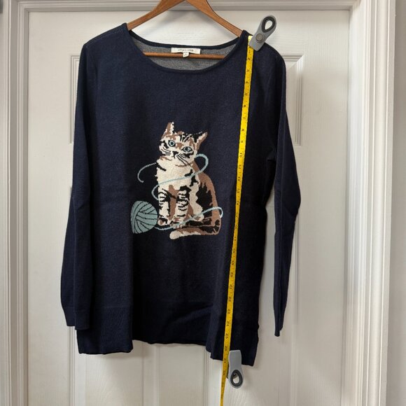 Astrologie Cat Ball of Yarn Pullover Intarsia Navy Blue Sweater size Large - Picture 3 of 12